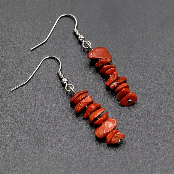 Bracelet And Earrings Set - Red Jasper Natural Stone Healing Stone - Picture 3 of 11